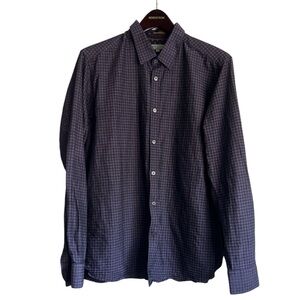 TED BAKER Size 5 Purple Black Checkered Cotton Long Sleeve Shirt
